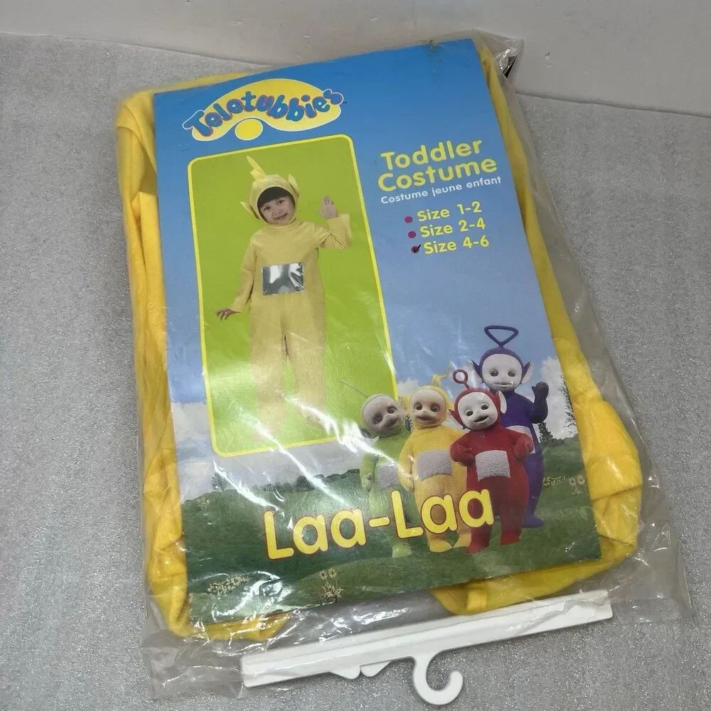 Vintage 90s Teletubbies Laa-Laa Yellow Halloween Costume Size 4-6 Disguise
